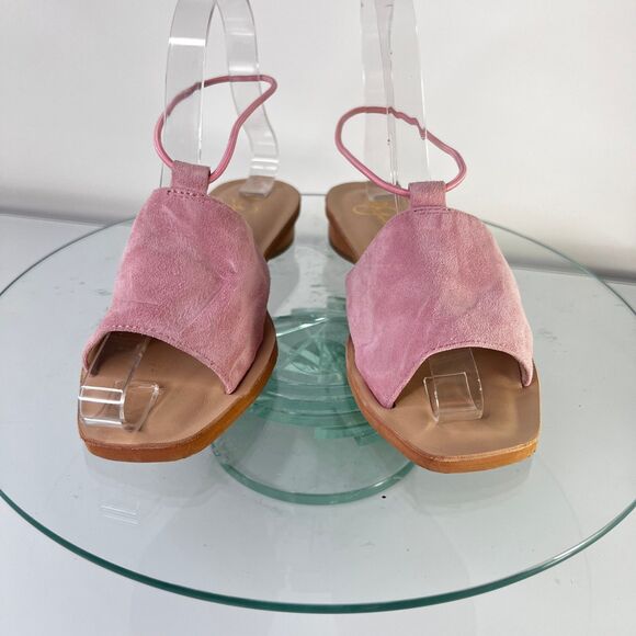 42 Gold by Chinese laundry Slide Sandals Pink Suede Leather Ankle Strap - Picture 2 of 8